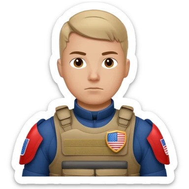 generate realistic white american soldier in body armor and full uniform with small usa flag on shoulder sticker