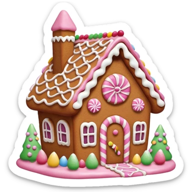 Gingerbread house pink sticker
