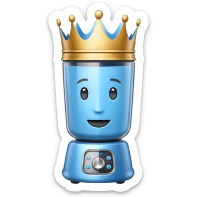Blue blender with a crown sticker