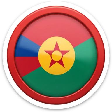 Emoji drapeau gitan bleu en haut vert en bas avec une roue rouge au millieu  roue en plein millieu du drapeau sticker