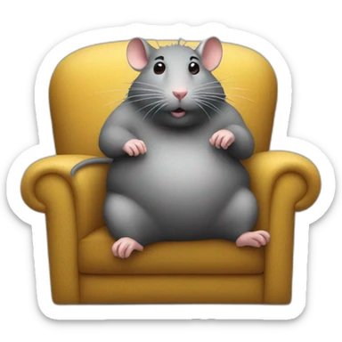 fat busy sofa rat watch tv sticker