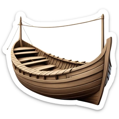 Large empty wooden ark vessel, wide hull, detailed realistic wooden construction, no animals sticker