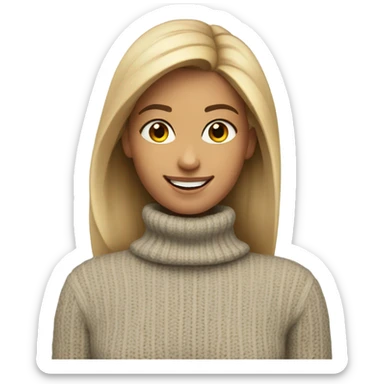 smiling girl in turtleneck sweater sticker
