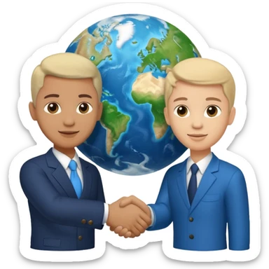 Shake hands and a globe showing negotiation of climate change with accurate image showing environment not just 2 person in a pic sticker