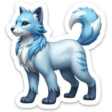 Icy scarf-covered glacial glistening glossy smooth soft flaky scaly furry flurry hyper-realistic cozy boreal boreal-lupus-Lunaray-Manectric-Absol-Luxray-Bobcat-Fakémon-fusion-animal-creature, full body  sticker