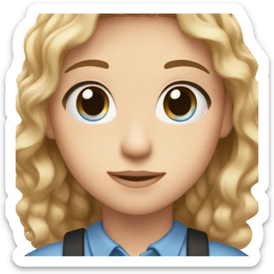 Blue eyes, light brown hair, braces, light blush and long black lashes  sticker