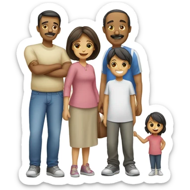 familia de papa, mama y 2 niños mayores y 1 niña menr  sticker