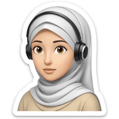 girl with hijab computer science engineer working with virtual reality metaverse technology sticker