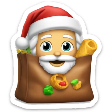 Santa llevando carbón en su bolsa de juguetes  sticker