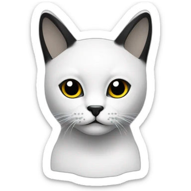 Gato color blanco con negro con una linea negra en su cara de lado derecho sticker