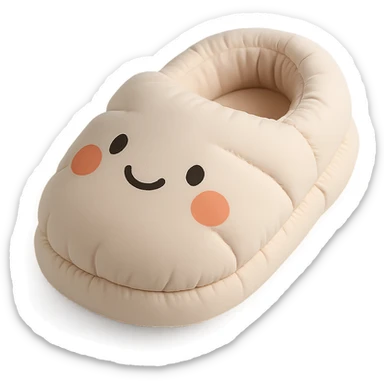 single fluffy slipper with a cute face, cushion style sticker