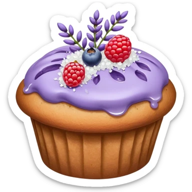 Lavender flower sprig muffin with berry and sugar crystals sticker