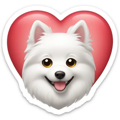 japanese spitz dog with heart sticker