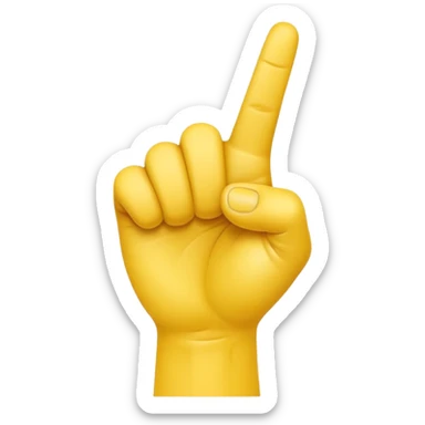 A 3D Apple-style yellow hand emoji, closed fist with only the index finger pointing upward, the finger making a circular motion as if drawing an imaginary circle in the air, dynamic curved motion lines around the finger to show the circular movement, smooth glossy texture, clean minimal background sticker