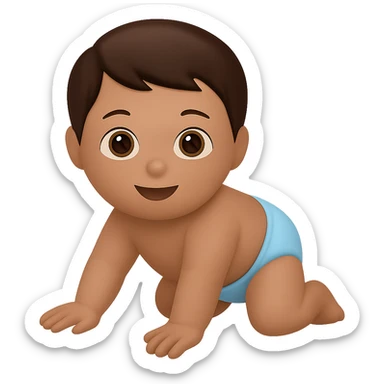 Edit the emoji style crawling baby to have brown hair with no background. Keep the emoji style consistent and the background transparent. sticker
