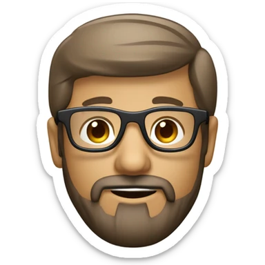 une dev informatique a lunette transparent en plastique, brun et une petite barbe de 3 jours sticker