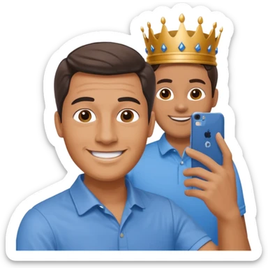 a normal man who's taking a selfie in a room with the statue of the queen elizabeth the II sticker