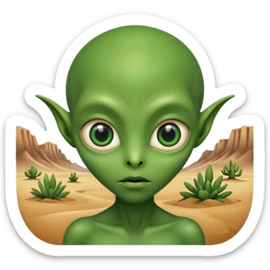 alien living in desert, just face  sticker