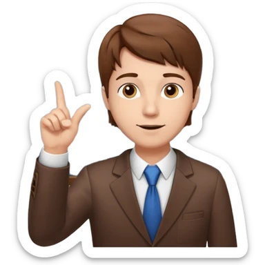 mach mir einen Trader der an der Börse arbeitet der so mit dem Finger nach oben zeigt. Mit braunen haaren sticker