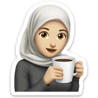 White girl with hijab drinking coffee  sticker