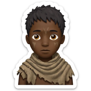 ancient black boy, tattered animal cloth sticker