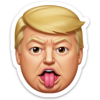 Trump with his super duper fat tongue out with a deep amount of saliva falling off his face sticker