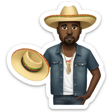  kanye west with a sombrero and maracas  sticker