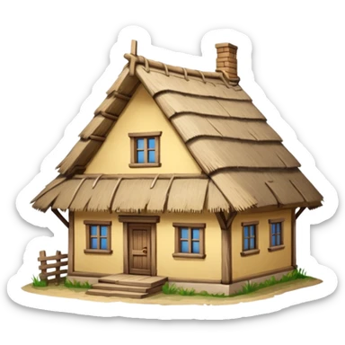 Ukrainian house with a thatched roof sticker