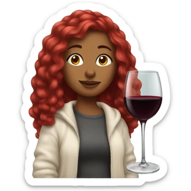 red wine hair girl cozy sticker