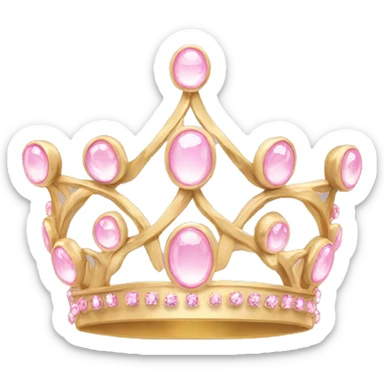 Gold tiara with light pink jewels sticker