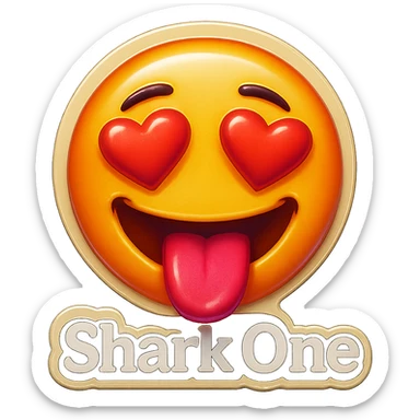 mouth open with tongue out
heart shaped eye
add the words “ Shark One " in White sticker