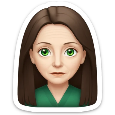 Pretty older woman with green eyes and long straight Ash-brown hair  sticker