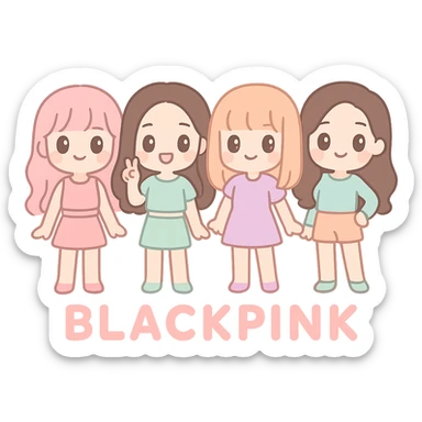 Blackpink K-pop girl group four members cute and playful sticker