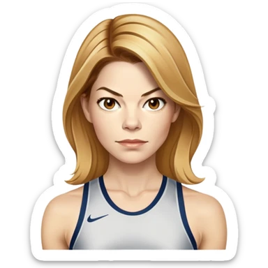 Michelle Monaghan running, female actress with honey blonde hair sticker