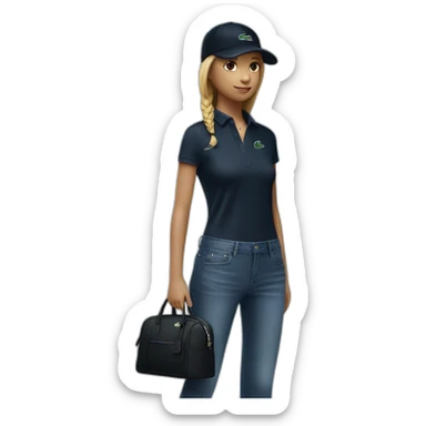 Lacoste bag girl with black lacoste cap sticker