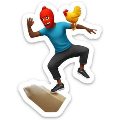 Parkour guy with a chicken head sticker