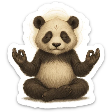 wise panda meditating in a peaceful pose, radiating calm energy, with subtle mystical elements, conveying mastery and tranquility sticker