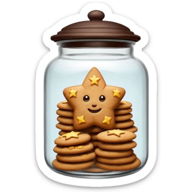 Realistic glass cookie jar with dark brown lid full of stars ginger cookies sticker