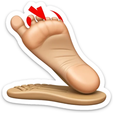 emoji of a human foot pressing on the ground, with two short curved pressure lines under the sole to show the weight and pressing effect, simple cartoon style sticker