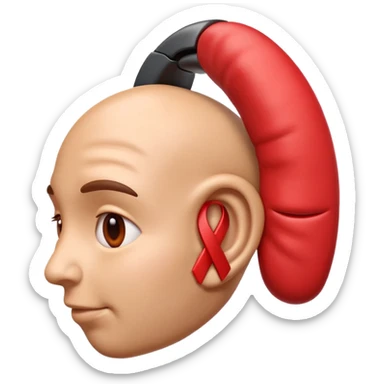 3D iPhone style emoji of a human ear with a red X mark on top, symbolizing no listening or muted, realistic ear texture, isolated on white background, soft shadows, high detail, playful and cute. sticker
