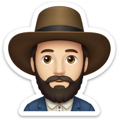 Amish man with beard and with no mustache sticker