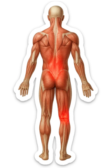 corpo umano anatomico con mal di schiena e al ginocchio, iperrealiùstico 4k sticker