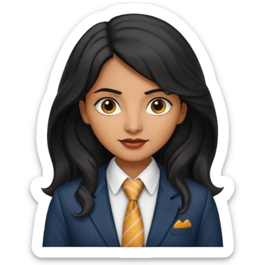wavy long black haired indian woman with tie and blazer sticker