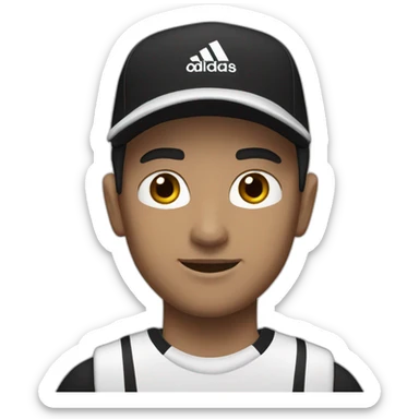 white brownhaired male with a black addidas cap sticker