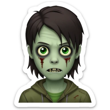 boy zombie with darkish brown not-so long hair emo sticker