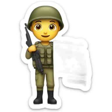 A soldier holding an Israeli flag sticker