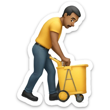 a man pushing sticker