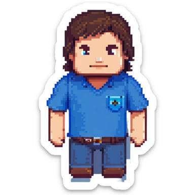 Minecraft character of Jack Black wearing a blue shirt sticker