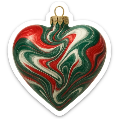 christmas heart with a swirling marble effect   , remove background sticker
