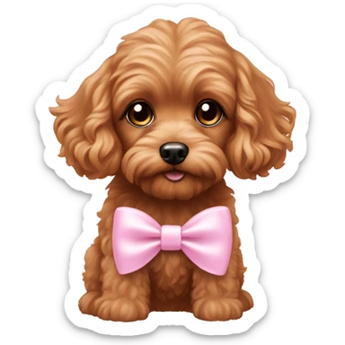 Cavapoo girl dog with baby pink bow sticker
